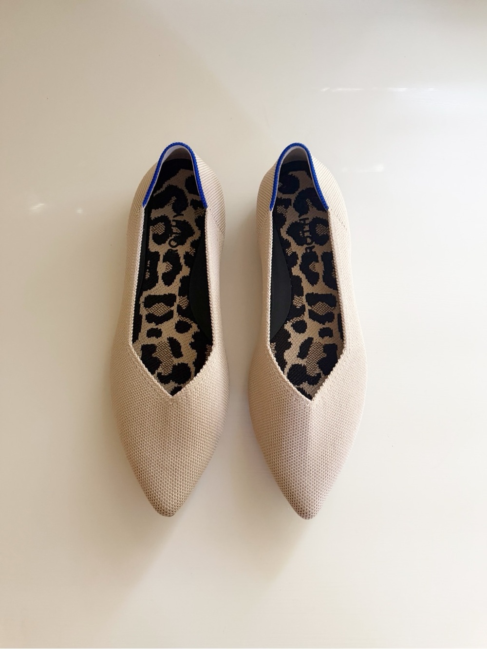 Rothy’s The Point II • Ecru with Leopard Detail • Women’s 8